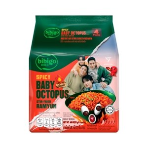 Bibigo X Seventeen Spicy Baby Octopus Flavor Stir Fried Ramyun 122 G X 4 Units 122 g