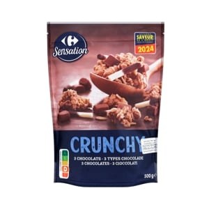 Carrefour Crunchy 3 Chocolats 3 Types Chocolade 500 g