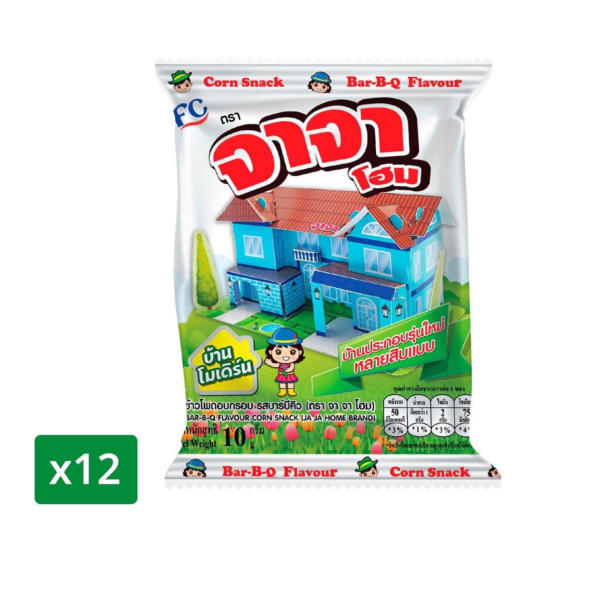 Jaja Corn Snack Bar B Q Flavor 10 G Pack 12 10 g