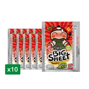 Taokaenoi Crispy Seaweed Snack Big Sheet Spicy Flavor 28 G Pack 10 28 g